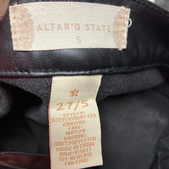 Altar'd State Black Vegan Faux Leather High Rise Straight Leg Pants Size 27/5 - Picture 3 of 9